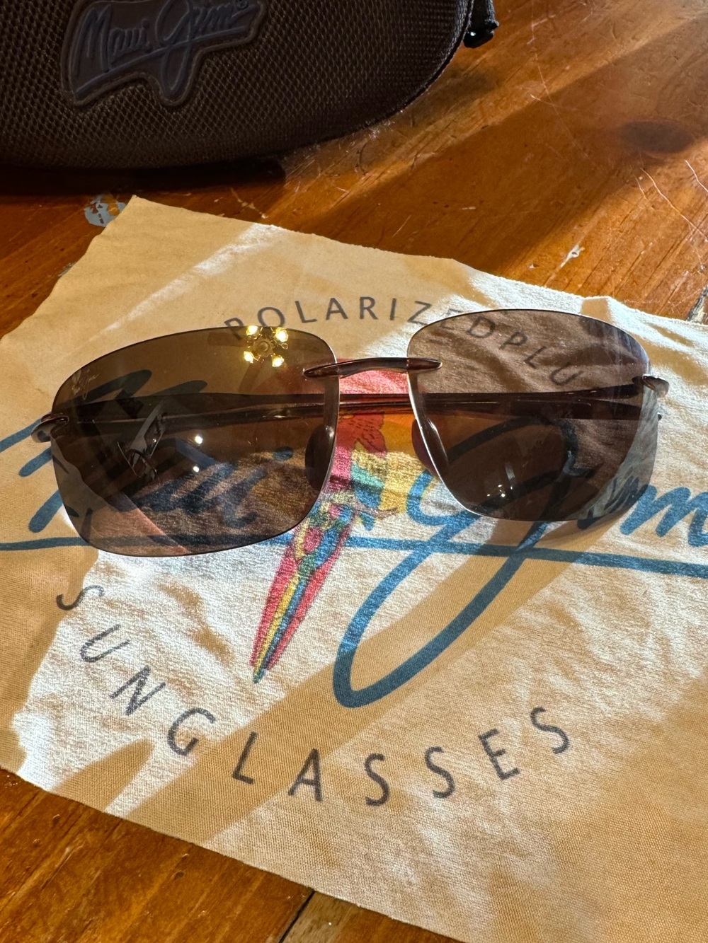 Maui Jim Rimless Sunglasses with Brown Lenses